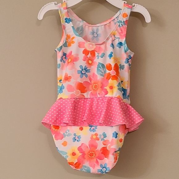 Bright floral one piece swimsuit with built in diaper - Picture 2 of 4